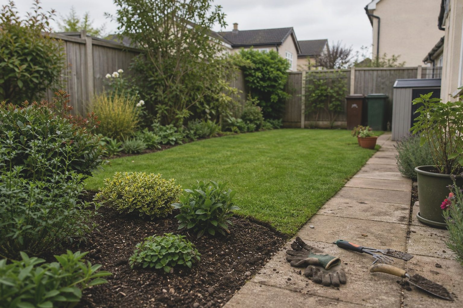 A refreshed border after local garden work